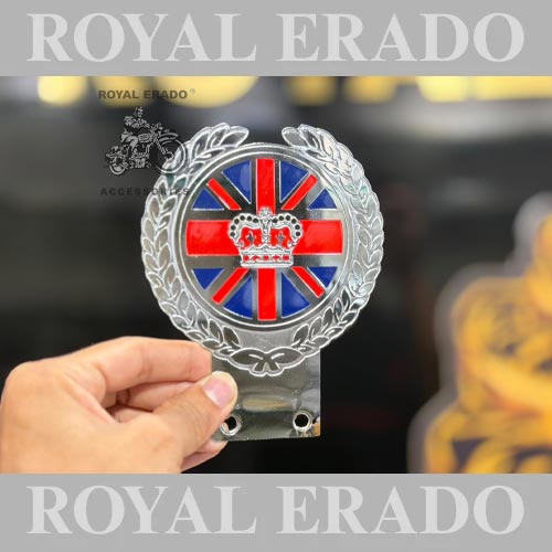 Rare Queen Elizabeth Ii's Coronation Badge  Union Jack England Crown Chrome Badge Monogram For Royal Enfield Reborn Classic Electra Battalion Standard Vintage G2 1962 Old Model Bullet 350 Bsa, Token Holder, For Tool Box, Air Filter Box And Battery Cover