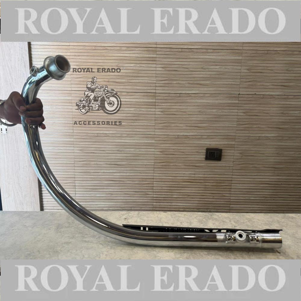 Royal Enfield Reborn Classic & New Standard Battalion Chrome Hk Company C Type Bend Pipe Chrome With Double Sensor Free Flow Loud Sound