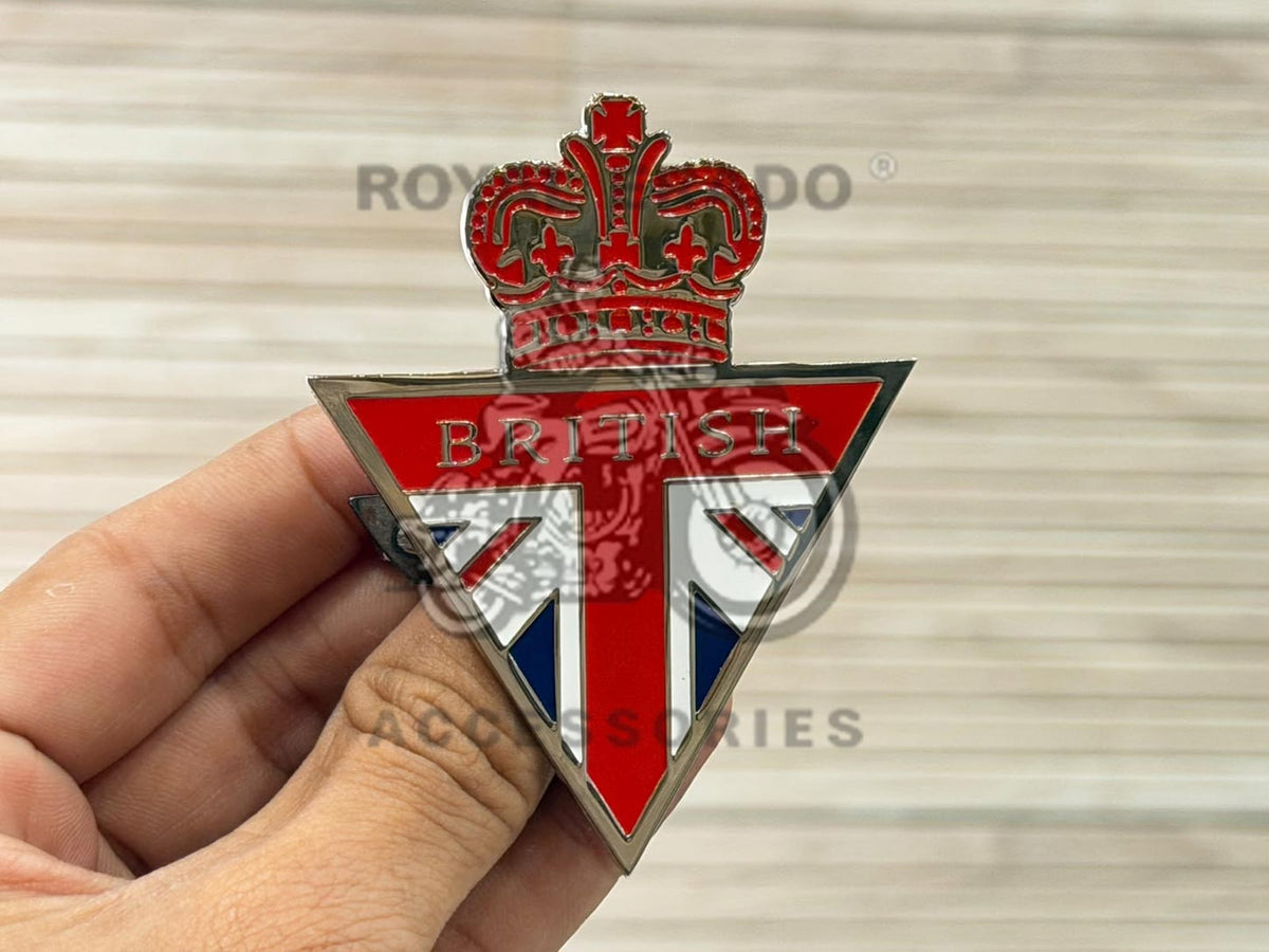 Made In England, British England Crown Badge Monogram Emblem, Fit To Tool Box Air Filter Box & Battery Cover For Vintage. G2 1962 Old Model Bullet 350 Standard Electra Reborn Classic Battalion