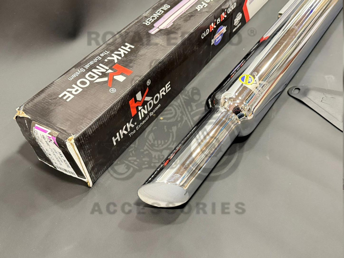 Hk-indore Company Long Punjab Silencer 63mm Big Mouth Free Flow Loud Sound Chrome Exhaust For Royal Enfield Classic Elecytra Standar Bs-3 Bs-4