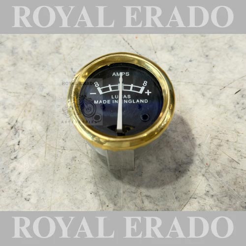 Royal Enfield Vintage G2 1962 Old Model Bullet 350 Standard Electra Lucas Made In England Replica Ammeter With Brass Ring