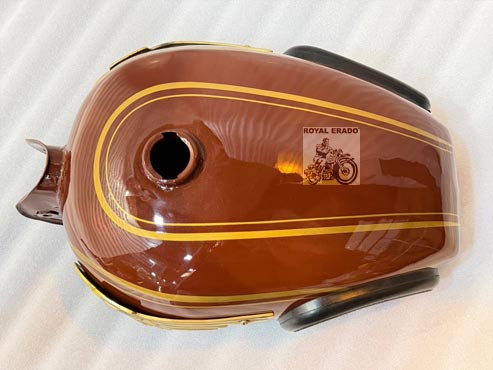 Royal Enfield Brown Kabir Singh Style Vintage G2 1962 Model Tank With Brass Monogram & Knee Pad For Royal Enfield  Electra Standard