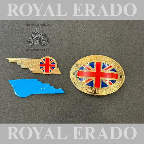 Brass Made In England, Rear Mudguard, Cad &amp; Toolbox Bullet 350 Monogram Logo Badge For Vintage G2 1972 Old Model Bullet 350 Royal Enfield Classic, Electra, Standard Reborn Classic, New Standard Battalion