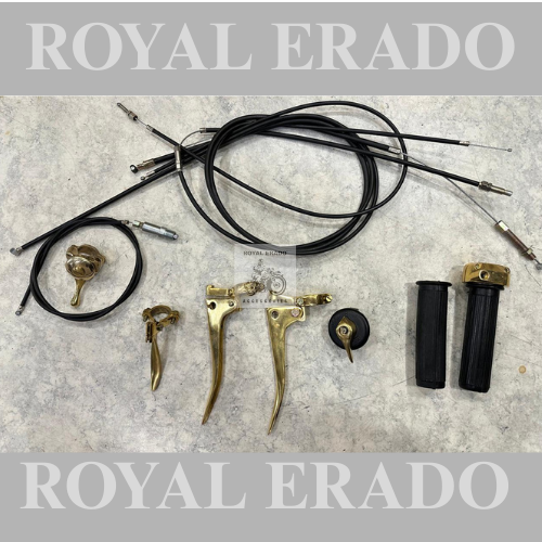 Royal enfield old model handle lever kit in brass with cables