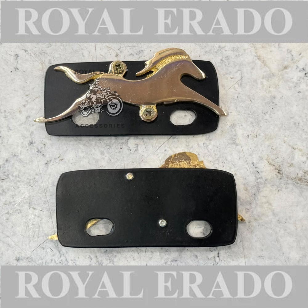 Royal Enfield Rear Seat Handle Brass Horse Monogram Logo For Classic Electra Standard Reborn Classic New Standard Battalion , Vintage G2 1962 Old Model Bullet 350