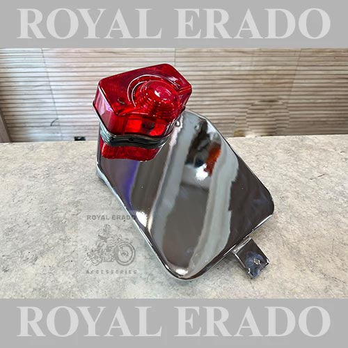 Chrome Number Plate Assembly With Tail Light For Royal Enfield New Battalion Standard, Reborn Classic, Vintage G2 1962 Old Model Bullet 350 Electra Classic Standard