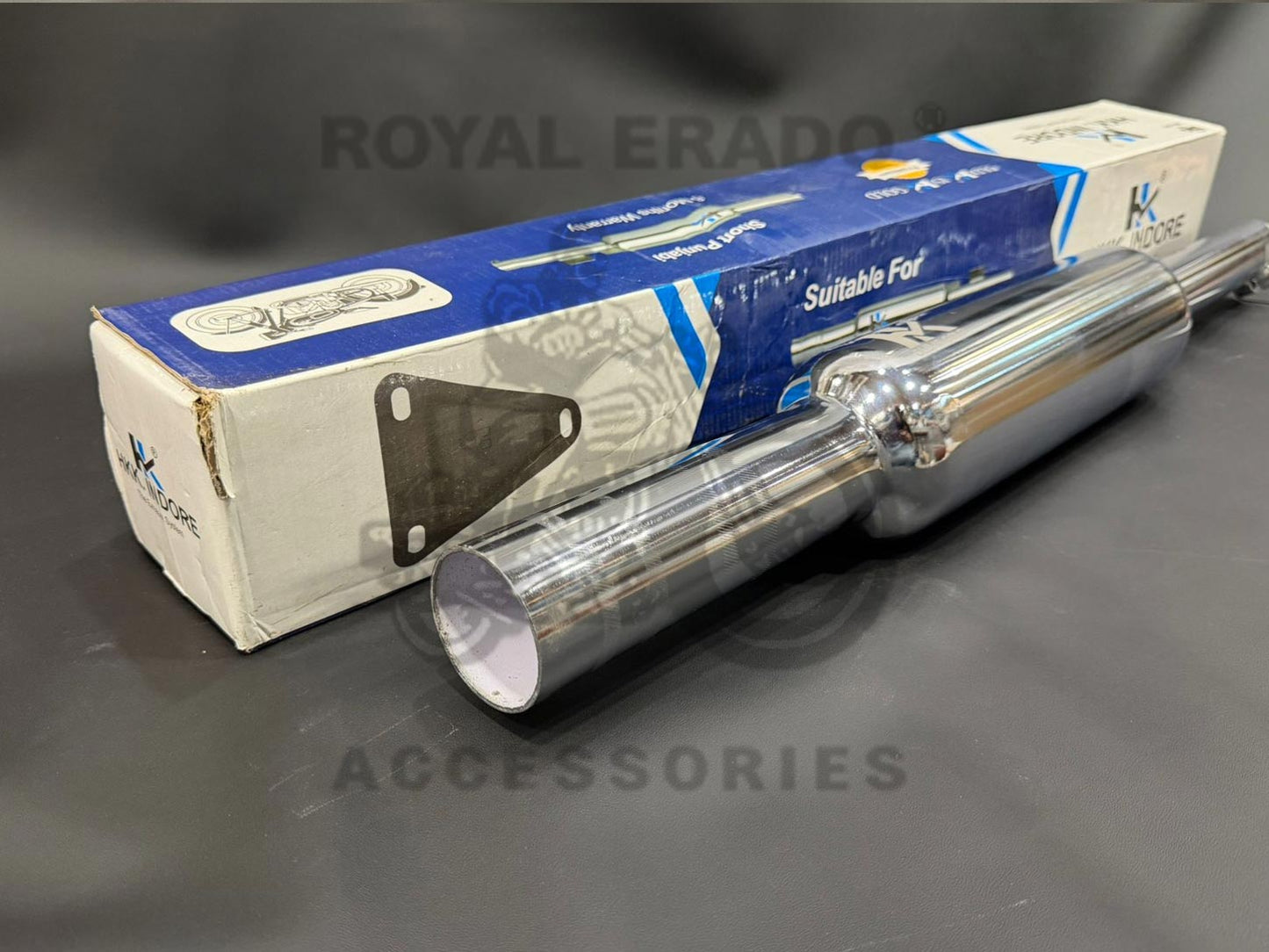 Hk-indore Company Small Punjab (Chota  Mini Punjab) Silencer 63mm Big Mouth Free Flow Loud Sound Chrome Exhaust For Royal Enfield Classic Electra Standard Bs-3 And Bs-4