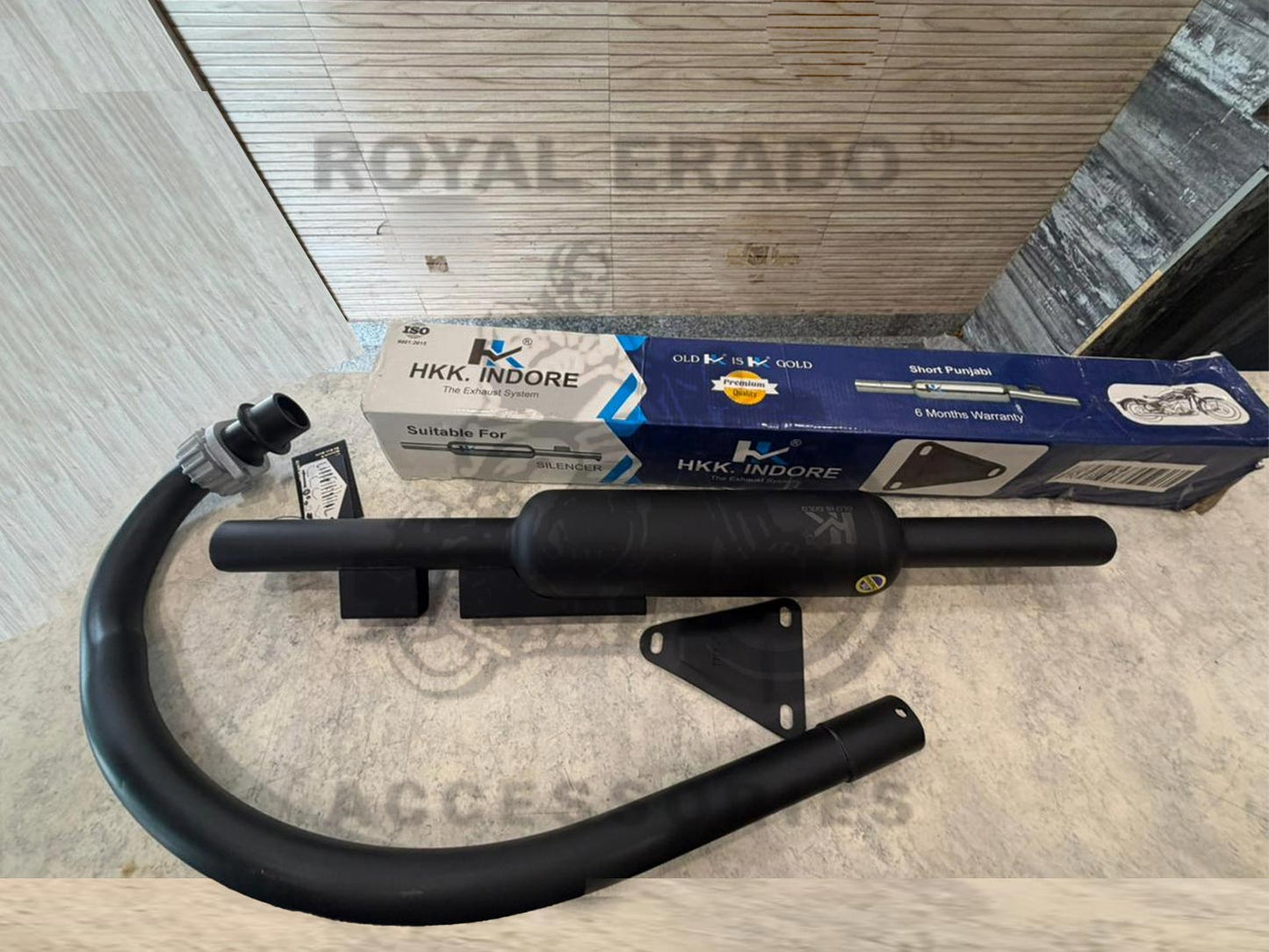 Hk-indore Company Punjab Free-flow Loud Sound Black Silencer Exhaust  & C-type Black Bend Pipe For Royal Enfield Bs-3, Bs-4, Bs-6, Classic Electra & Standard