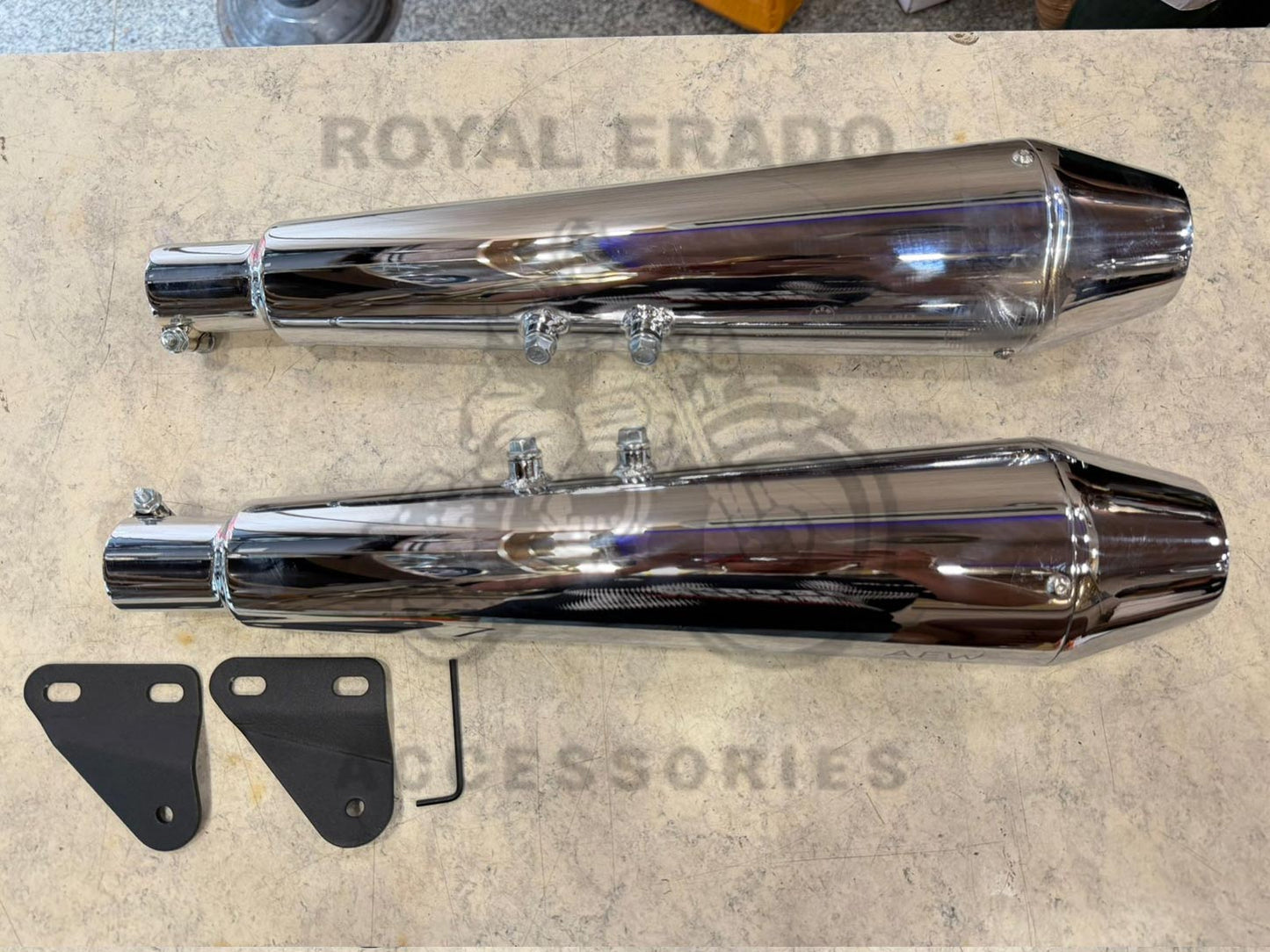 AEW Te 101 Performance Chrome Mild Steel Exhaust Silencer For Royal Enfield Interceptor 650 & Continental Gt 650 | Deep Rumble With Treble Note