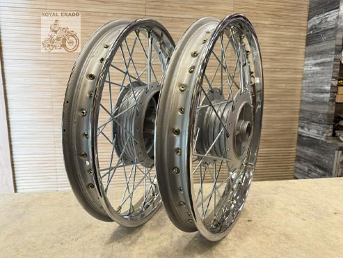 Royal Enfield Standard Drum Brake Spoke Wheel Rim In Chrome (1980 To 2018 Model Non- Disc Standard )