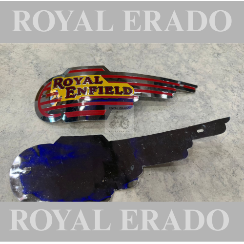 Royal Enfield vintage g2 1963 old model bullet 350 cast iron engine ci engine standard Electra classic tank monogram logo emblem brass chrome.