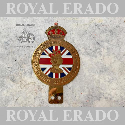 Vintage Queen Elizabeth Monogram In Brass For Vintage G2 1962 Old Model Bullet 350 New Standard Battalion Reborn Classic Electra And Standard, Bsa Norton Triumph, Jawa
