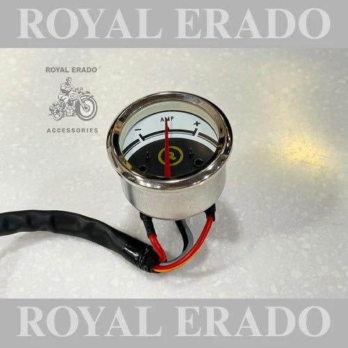 Analogue Ampmeter Ammeter  Meter Compatible With Bullet Classic Electra And Standard 350cc And 500cc Motorcycles Black And White