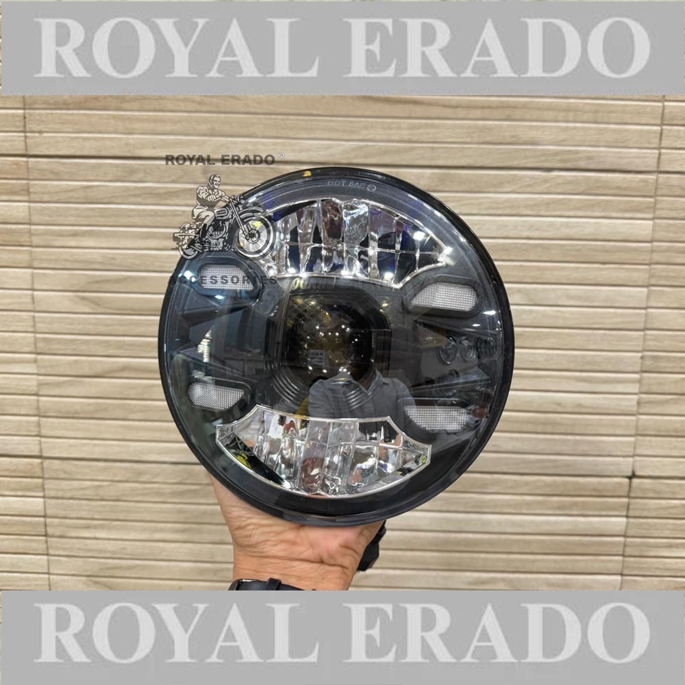 Royal Enfield  Reborn Classic Electra New Standard Battalion Meteor 350 Super Meteor 650 Hunter 350 Thunderbird Interceptor & Continental Gt650 White LED Projector Thar Head Light 7”