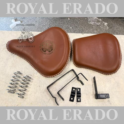 Kabir Singh Style Leather Seat (Arjun Ready Seat ) In Tan Colour For Royal Enfield Classic Electra Standard Reborn Classic For Vintage G2 1962 Old Model Bullet 350