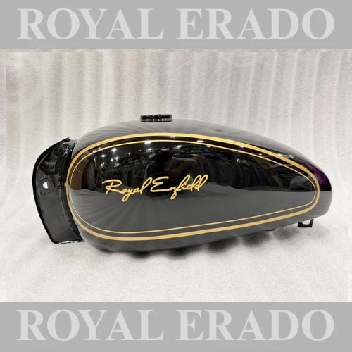 Vintage G2 Style Black Tank With Golden Linning For 1962 Old Model Bullet 350 Classic Electra Standard Cast Iron Engine ( Before 2012 Model )