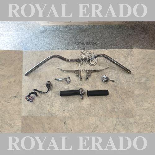 Vintage Old Model G2 1962 Bullet 350  Kabir Singh ( Arjun Reddy ) Style  Handle Bar Long With Chrome Lever , Chroke Lever , Decompressor Lever , Horn Dipper Switch Grip With Throttle Old Style