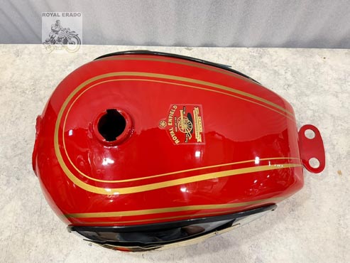 Vintage G2 Style Red Tank With Chrome Side Plate And Brass UK England Monogram For Royal Enfield Classic Electra Standard Bs-3/ Bs-4 Model