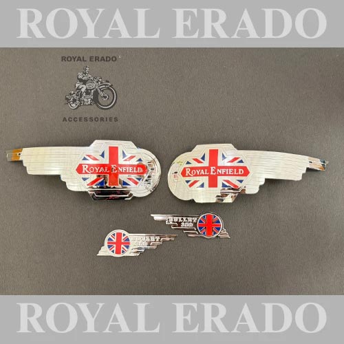 British England Tank Monogram &amp; Tool Box Badge In Chrome For Vintage G2 1962 Bullet 350 &nbsp;Old Model Royal Enfield Classic, Electra, Standard Reborn Classic, New Standard Battalion
