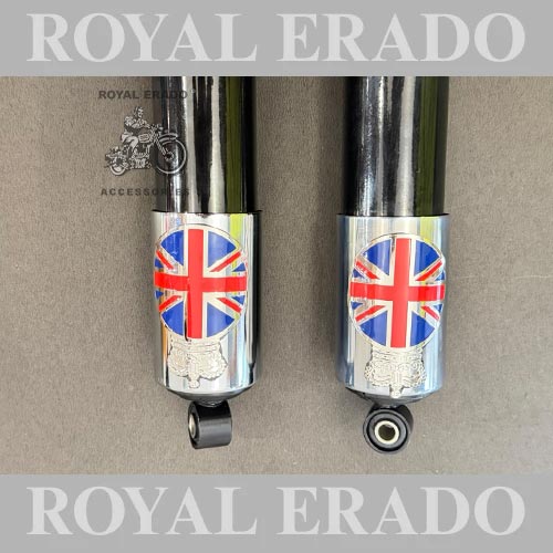 Vintage Bsa Royal Enfield G2 1962 Old Model Bullet 350 British England Crown Badge Emblem Monogram In Chrome For Front Or Rear Shocker  (2 Peaces )