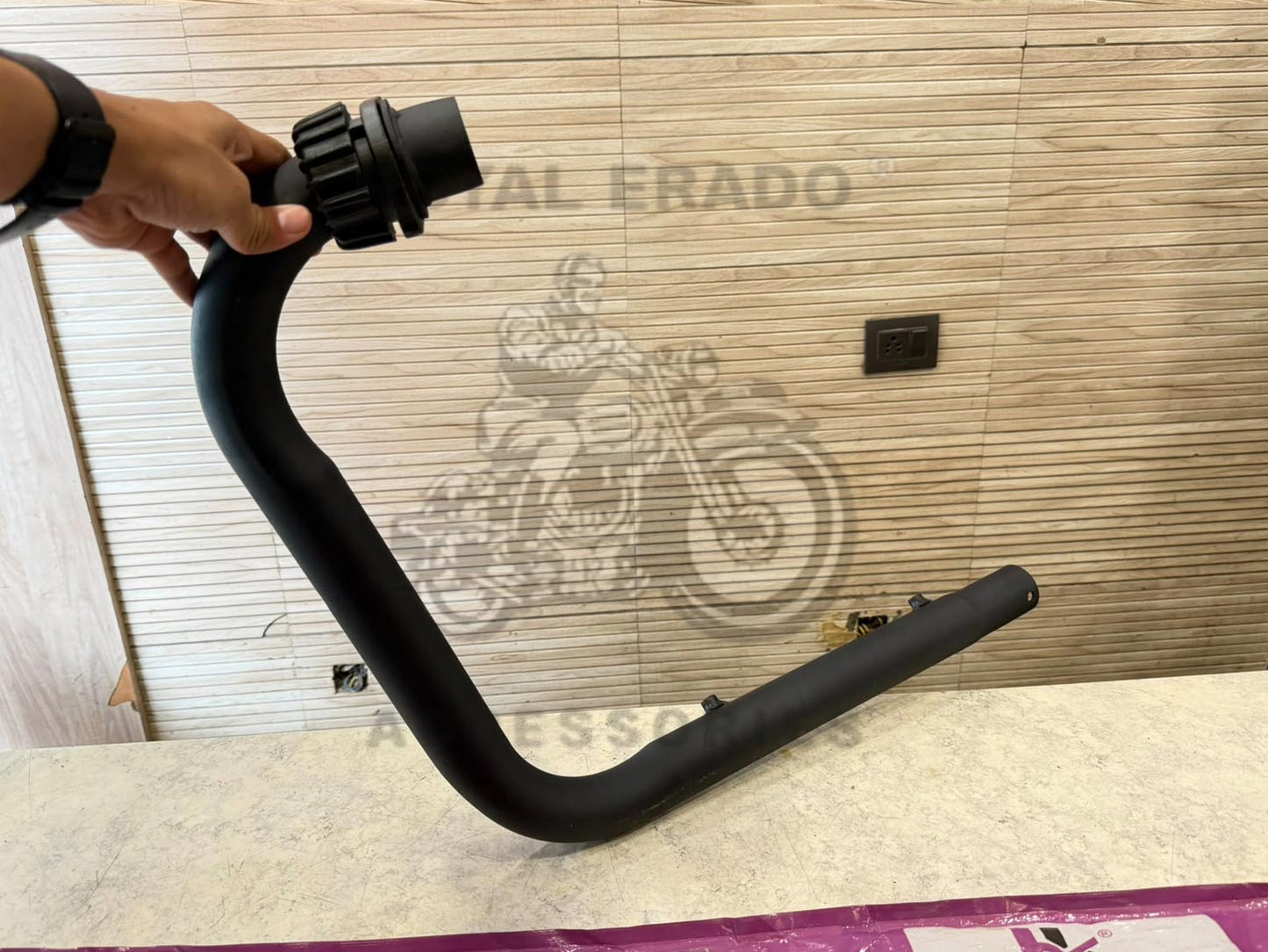 Hk Company L-type Bend Pipe In Black, Free-flow Loud Sound For Royal Enfield Classic Electra Standard Bs-3 Bs-4 Uce Model