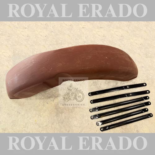 Royal Enfield B1 1973 & Vintage G2 1962 Old Model Bullet 350 Standard  Front Mudguard With Side Number Plate & Front Stays, Fits Classic Electra And Standard