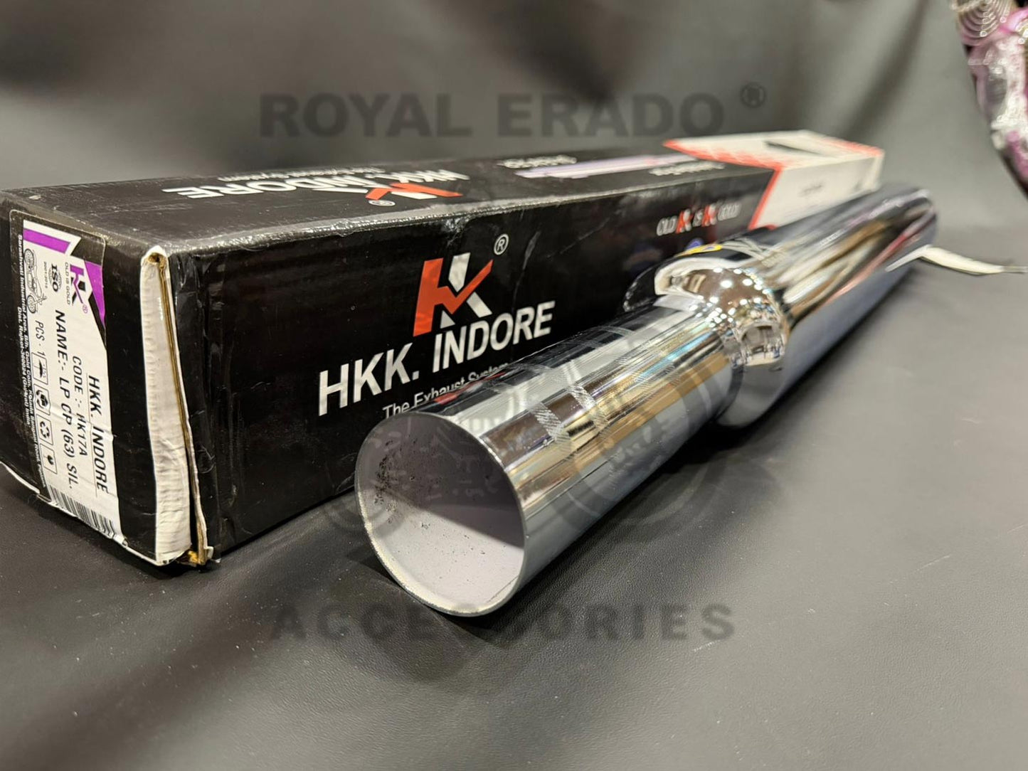 Hk-indore Company Long Punjab Silencer 63mm Big Mouth Free Flow Loud Sound Chrome Exhaust For Royal Enfield Classic Electra Standard Bs-3 And Bs-4
