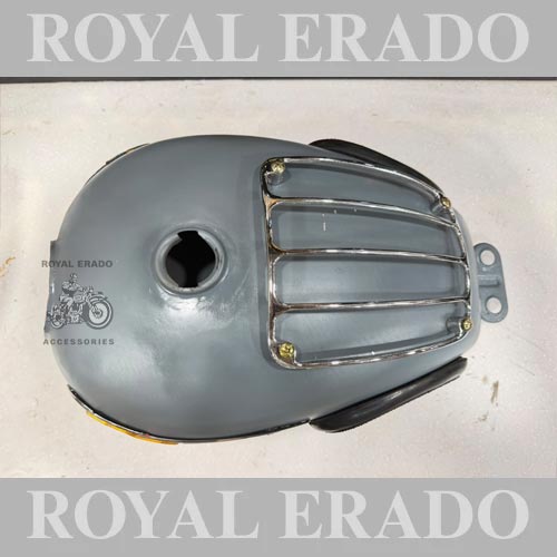 Royal Enfield Tank For Classic Electra Standard Bs-3 Bs-4 Vintage Style With Tank Monogram , Knee Pads And Chrome Grill Without Paint Raw