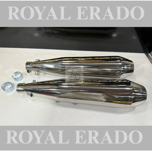 Growler Performance exhaust Stainless steel silencer with DB killer D.B killer in chrome / Silver for Interceptor /GT