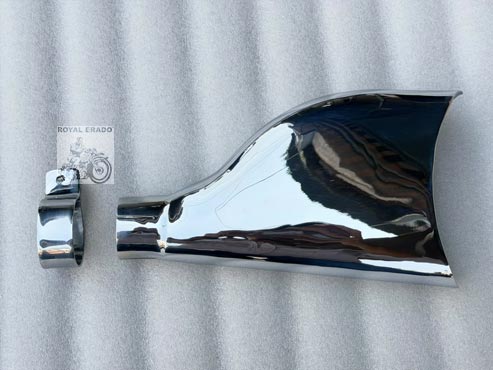 Royal Enfield Chrome Fish Tail Available For Original Silencer / Punjab Silencer / Indore Silencer / For Classic Electra Standard/Reborn Classic/Battalion Standard