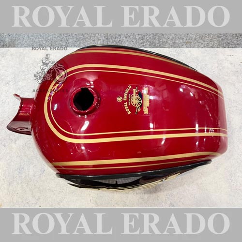 Royal Enfield vintage 1962 old model style deluxe model tank in red colour with side chrome plate for Electra, Standard, and Classic  (can be made in any colour)