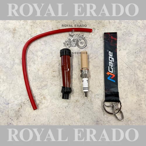 Ngage Spark Plug Kit For Royal Enfield Meteor 350, Classic Reborn 350, And Hunter 350 | High Performance | Spark Plug Cable Kit | Resistor Spark Caps
