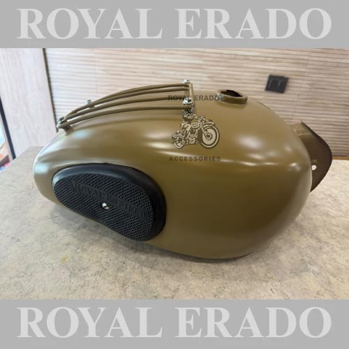 Royal Enfield 18 To 20-litre Desert-colour Army-style Tank With Grill & Knee Pads For Classic Electra Standard