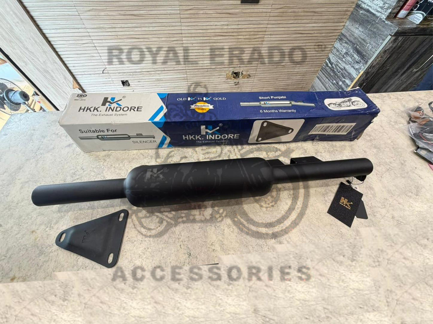 Hk-indore Company Punjab Free-flow Loud Sound Black Silencer Exhaust For Royal Enfield Bs-3, Bs-4, Bs-6, Classic Electra & Standard