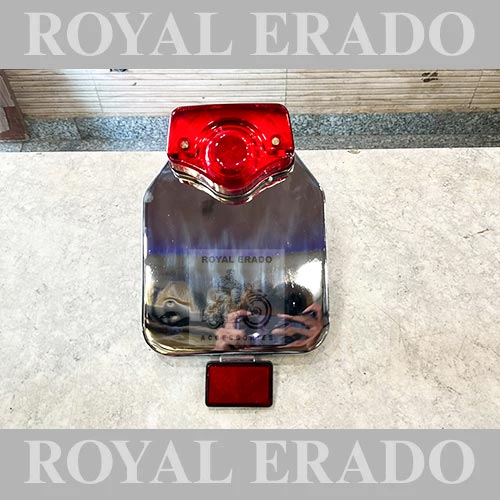 Chrome Number Plate Assembly With Tail Light For Royal Enfield New Battalion Standard, Reborn Classic, Vintage G2 1962 Old Model Bullet 350 Electra Classic Standard