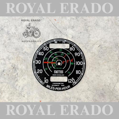 Royal Enfield Black Smith Made In England  Meter Dial With Double Reading, 120 Miles Reading