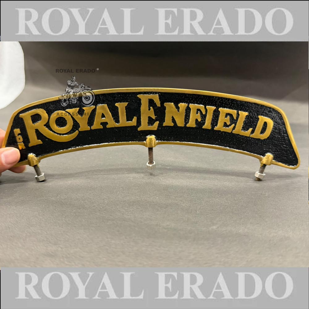 Brass & Black Front Mudguard Number Plate For Royal Enfield Classic Electra Standard Vintage G2 1962 Old Model Bullet 350 Meteor 350 Classic 650 Twin Standard 650 Twin Shotgun Goan Classic