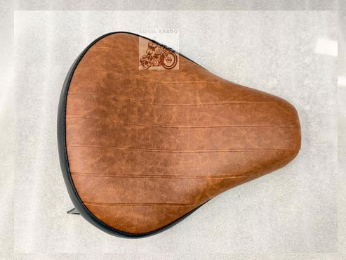 Royal Enfield Harley Bobber Style Solo (Black & Tan Colour ) Seat For Classic Electra Standard Vintage G2 1962 Old Model Bullet 350