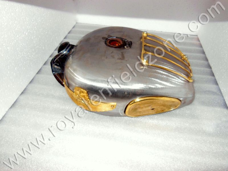 18 to 20 Liters raw tank for Royal Enfield with Brass tank grill &amp; star tank &amp; Star tank Monogram with Brass knee pad