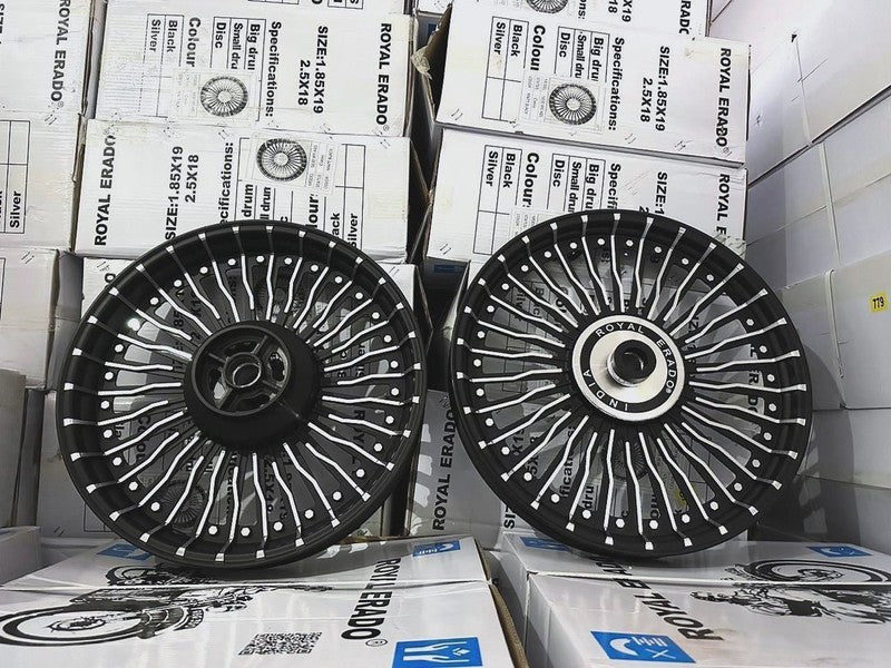 ROYAL ERADO 30 spoke alloy for ROYAL ENFIELD REBORN CLASSIC SINGLE DISC & STANDARD AFTER 2023 MODEL SINGLE DISC after 2022 model ( front 19” disc & rear drum 18” )