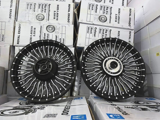 ROYAL ERADO 30 spoke alloy for ROYAL ENFIELD REBORN CLASSIC SINGLE DISC & STANDARD AFTER 2023 MODEL SINGLE DISC after 2022 model ( front 19” disc & rear drum 18” )