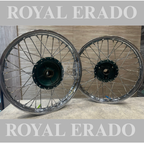 Royal enfield cycle wheel rim assembly for old model g2 1962 bullet 350 standard in black and chrome