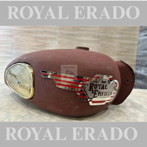 Royal Enfield Vintage G2 1962 Old Model Bullet 350 Tank For Classic Electra Standard Capacity 18 To 20 Litres High Quality With Brass Chrome Tank Monogram And Brass Knee Pad
