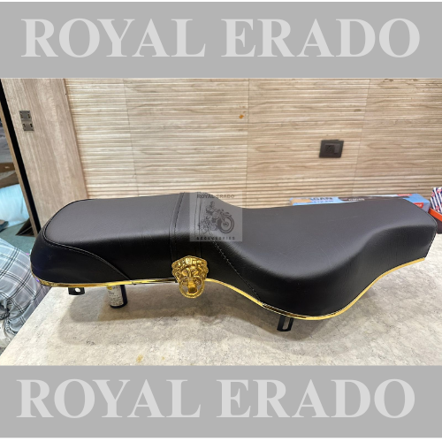 Royal Enfield Vintage G2 1962 old model bullet 350 cast iron engine ci engine, Classic Electra Standard Reborn Battalion seat with brass lion buckle and golden plastic beading