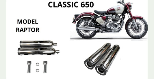 Raptor Performance exhaust Stainless steel silencer with DB killer D.B killer in chrome for Classic 650