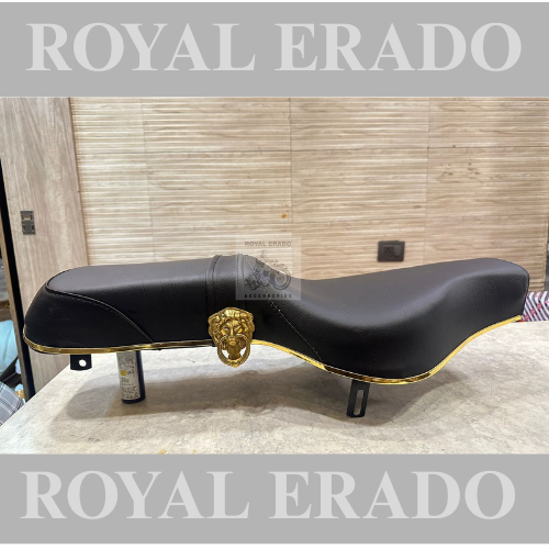 Royal Enfield Vintage G2 1962 old model bullet 350 cast iron engine ci engine, Classic Electra Standard Reborn Battalion seat with brass lion buckle and golden plastic beading