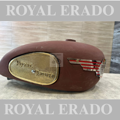 Royal Enfield Vintage G2 1962 Old Model Bullet 350 Tank For Classic Electra Standard Capacity 18 To 20 Litres High Quality With Brass Chrome Tank Monogram And Brass Knee Pad
