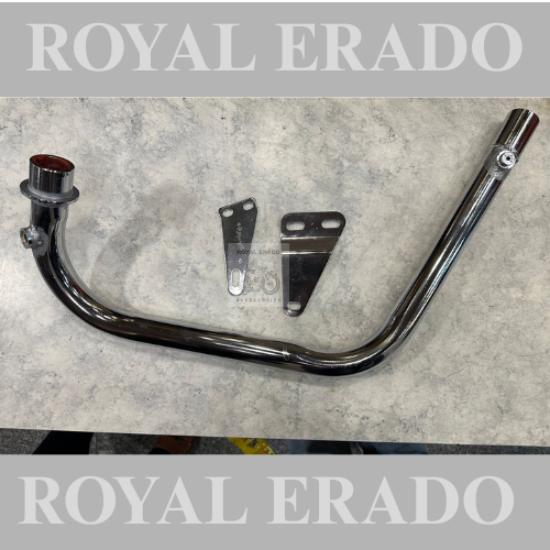 Royal enfield reborn classic , battalion standard L-type free flow double sensor bend pipe silman company  in chrome for loud sound