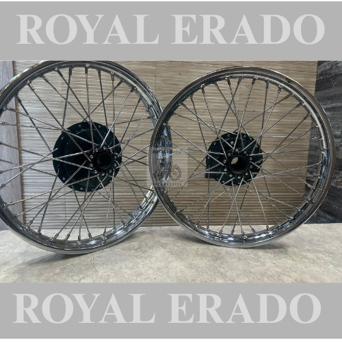Royal enfield cycle wheel rim assembly for old model g2 1962 bullet 350 standard in black and chrome