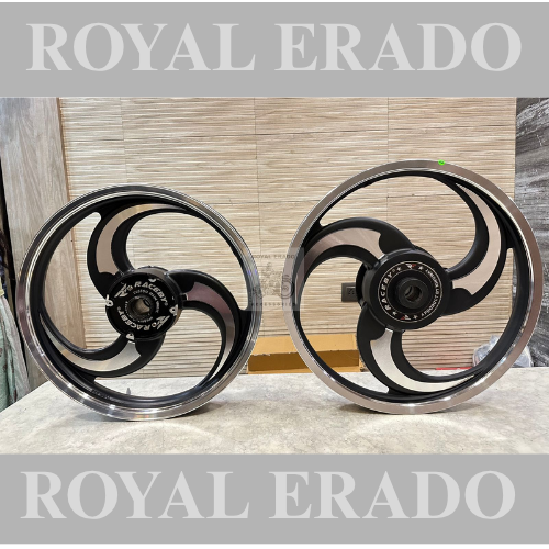 Raceby kingway 3 spoke 3S talwar black  alloy wheel for classic and thunderbird double disc front 19” disc and rear 18” disc